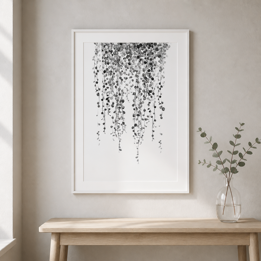Minimalist Botanical Canvas Prints – Monochrome Wall Art (Unframed)