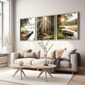 Forest Serenity 3-Piece Canvas Wall Art Set – Minimalist Nature Prints