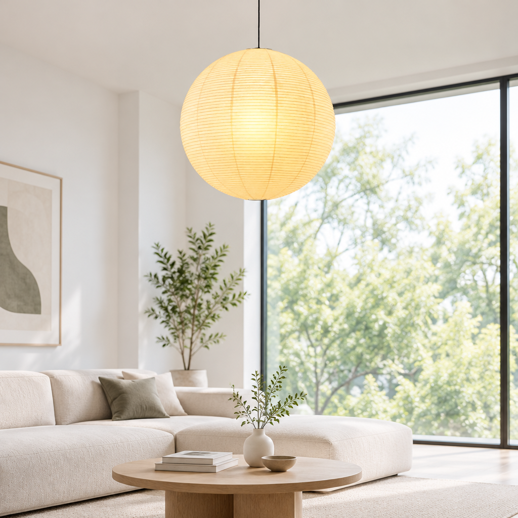 Japanese Rice Paper Pendant Light | Dimmable Wabi-Sabi Lamp