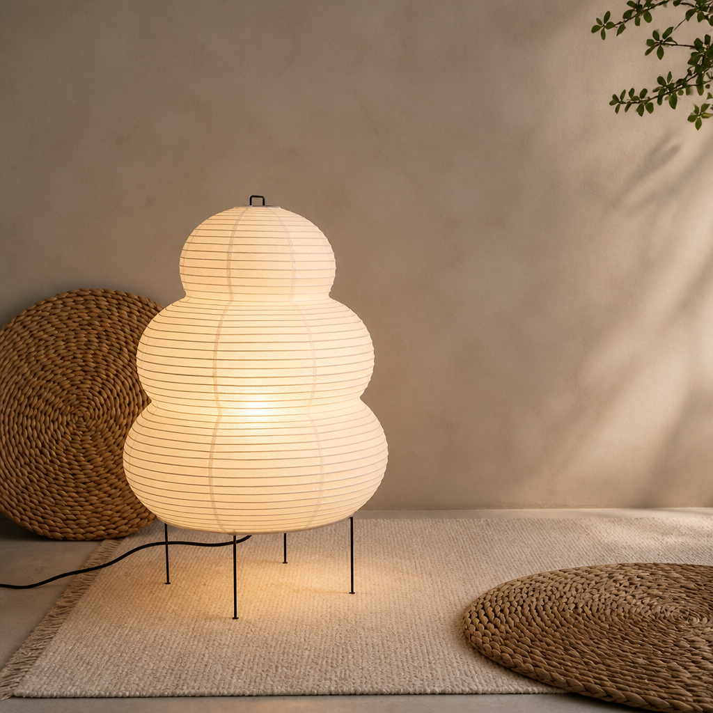 Japanese Rice Paper Table Lamp – Minimalist Ambient LED Lamp