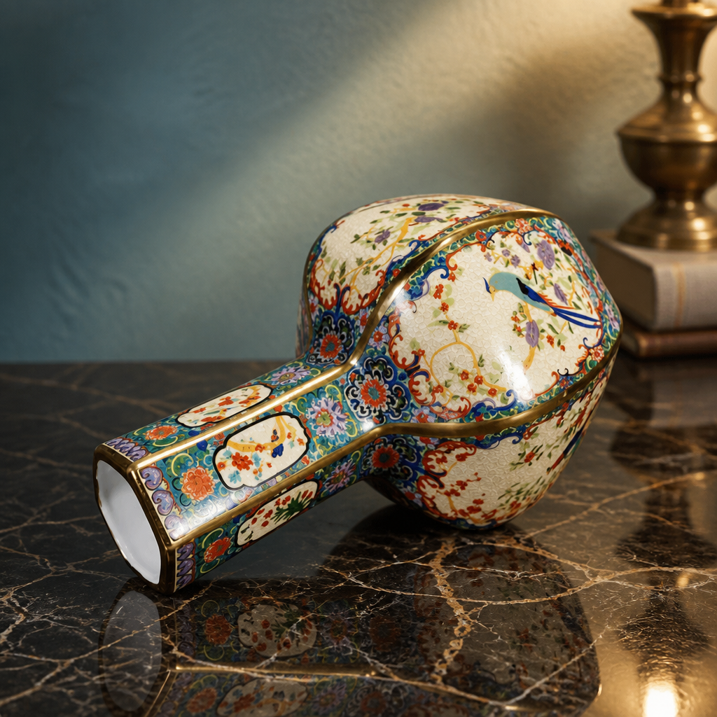 Retro Chinese Ceramic Printed Vase | Oriental Floral Home Décor
