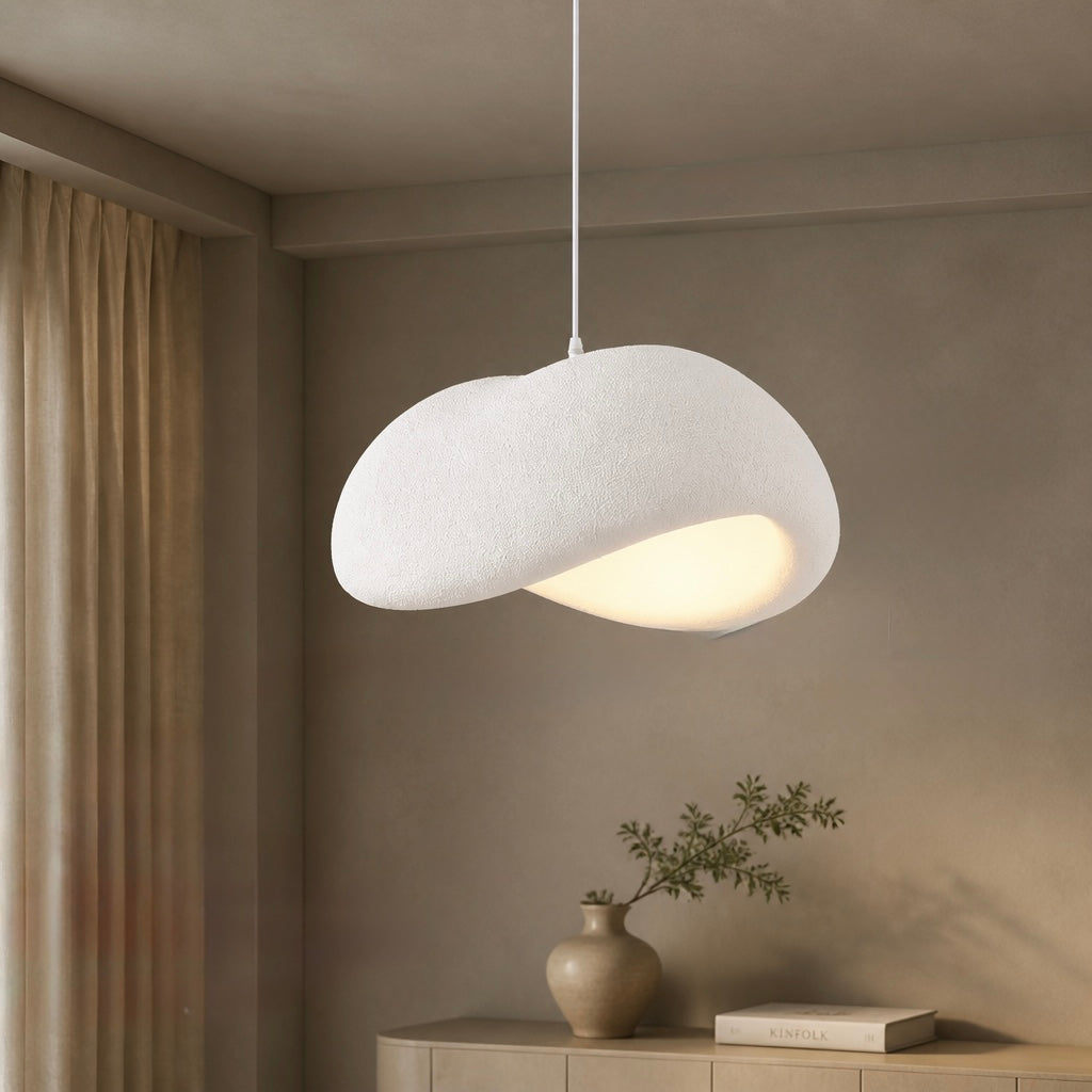 Large white Wabi-Sabi pendant light with dimensions L60 × W45 × H27cm