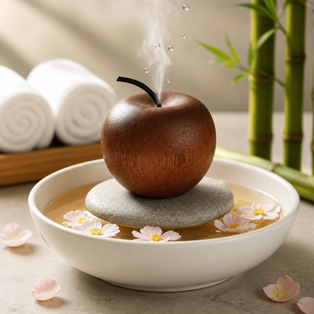 Apple-Shaped Wooden Essential Oil Diffuser | Minimal Natural Aroma Decor