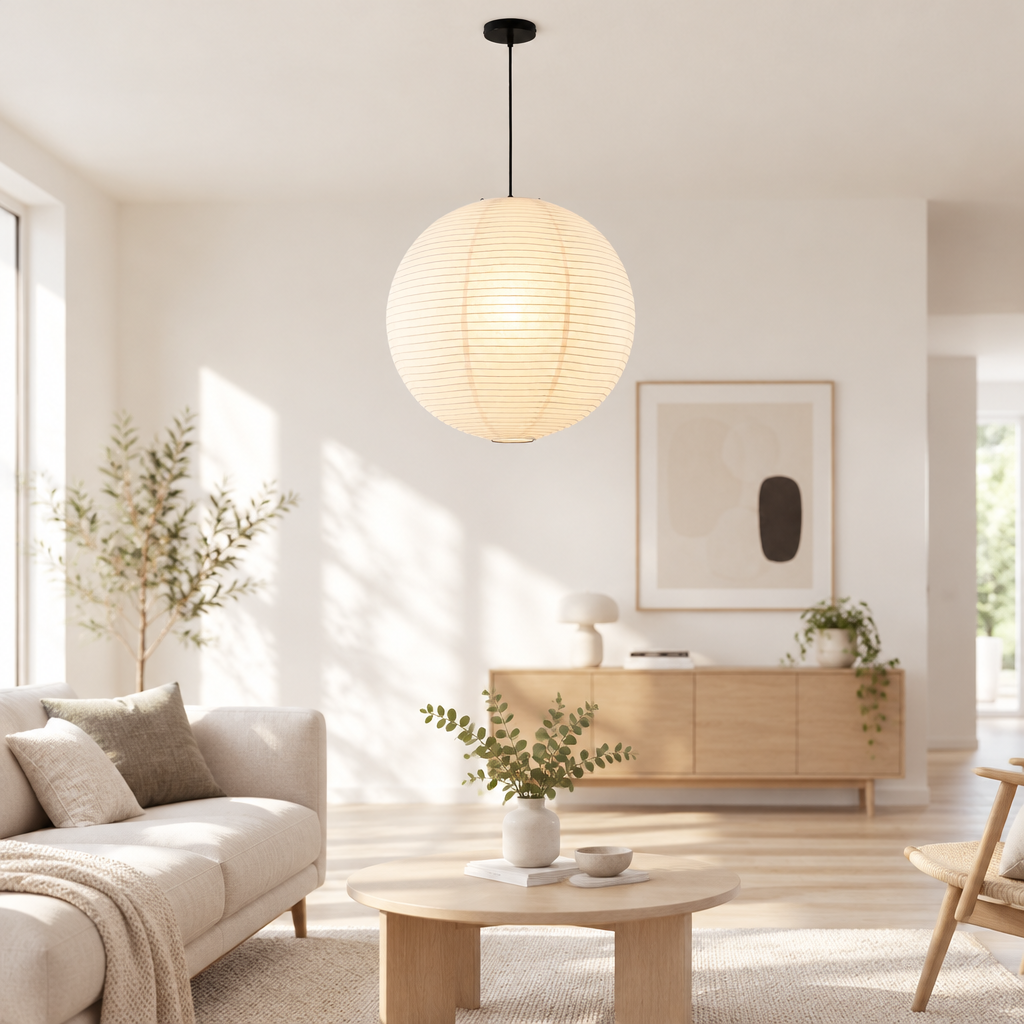 Japanese Rice Paper Pendant Light | Dimmable Wabi-Sabi Lamp