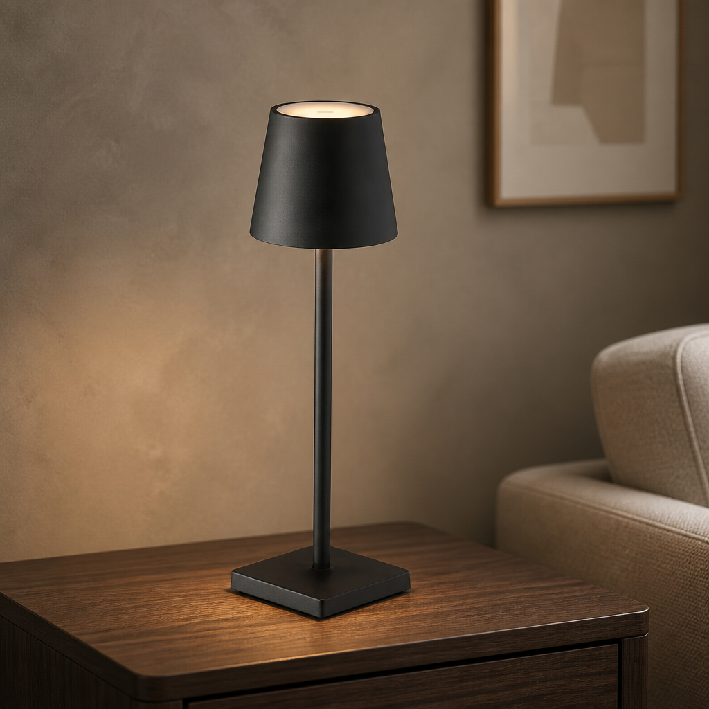 Wireless Touch LED Table Lamp – Rechargeable Tri-Colour Dimmable Bedside Light