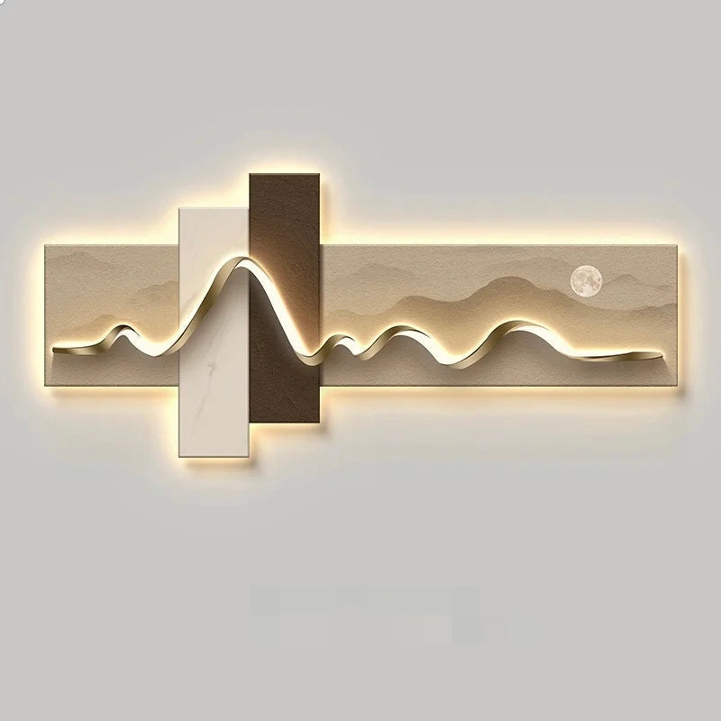 Modern wall light fixture with abstract design on a white background