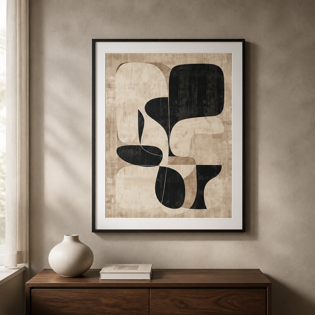 Lienzo abstracto neutro para pared | Láminas texturizadas modernas minimalistas