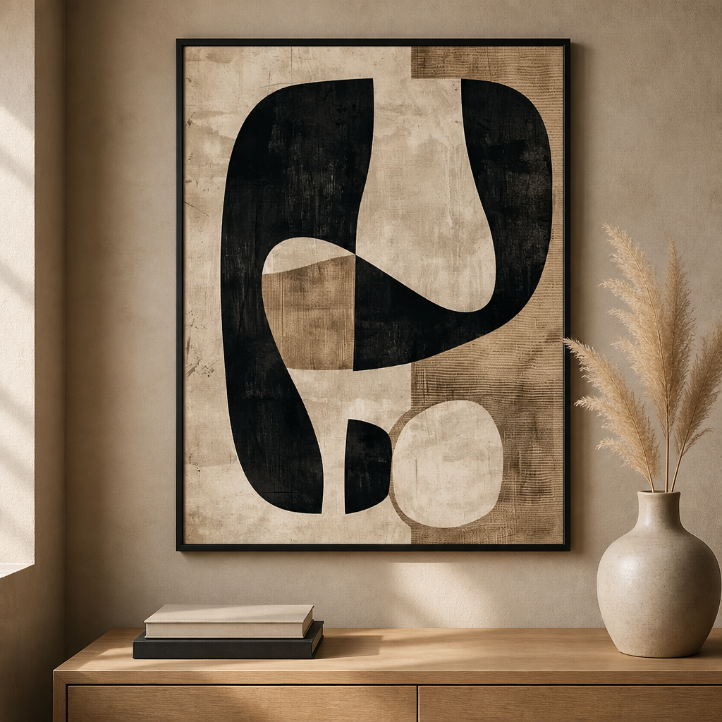 Lienzo abstracto neutro para pared | Láminas texturizadas modernas minimalistas