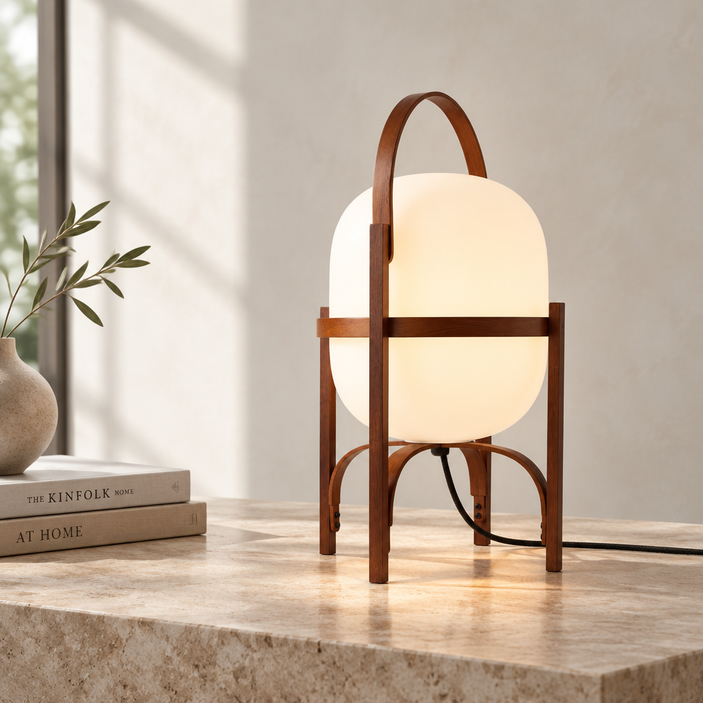 Wooden Globe Table Lamp | Frosted Glass Floor Lamp
