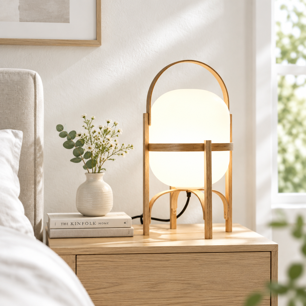 Wooden Globe Table Lamp | Frosted Glass Floor Lamp