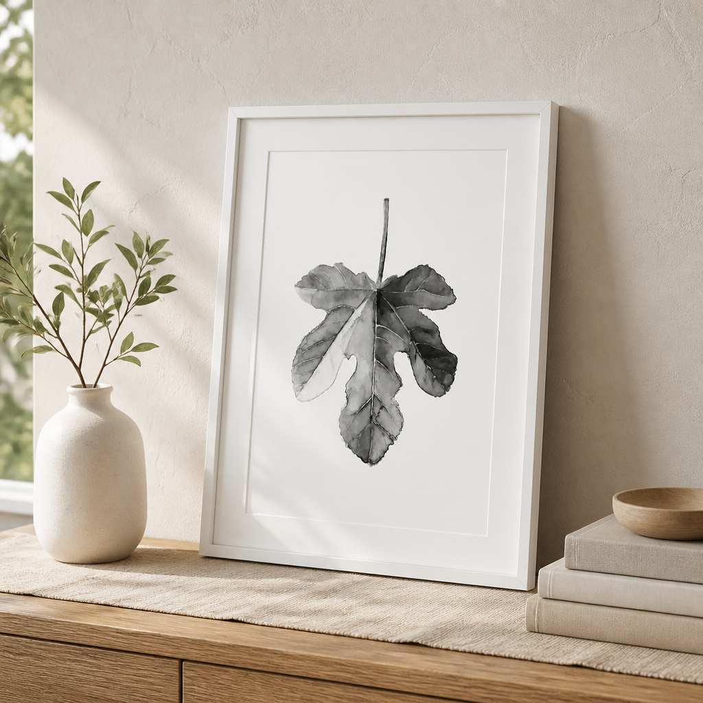Minimalist Botanical Canvas Prints – Monochrome Wall Art (Unframed)