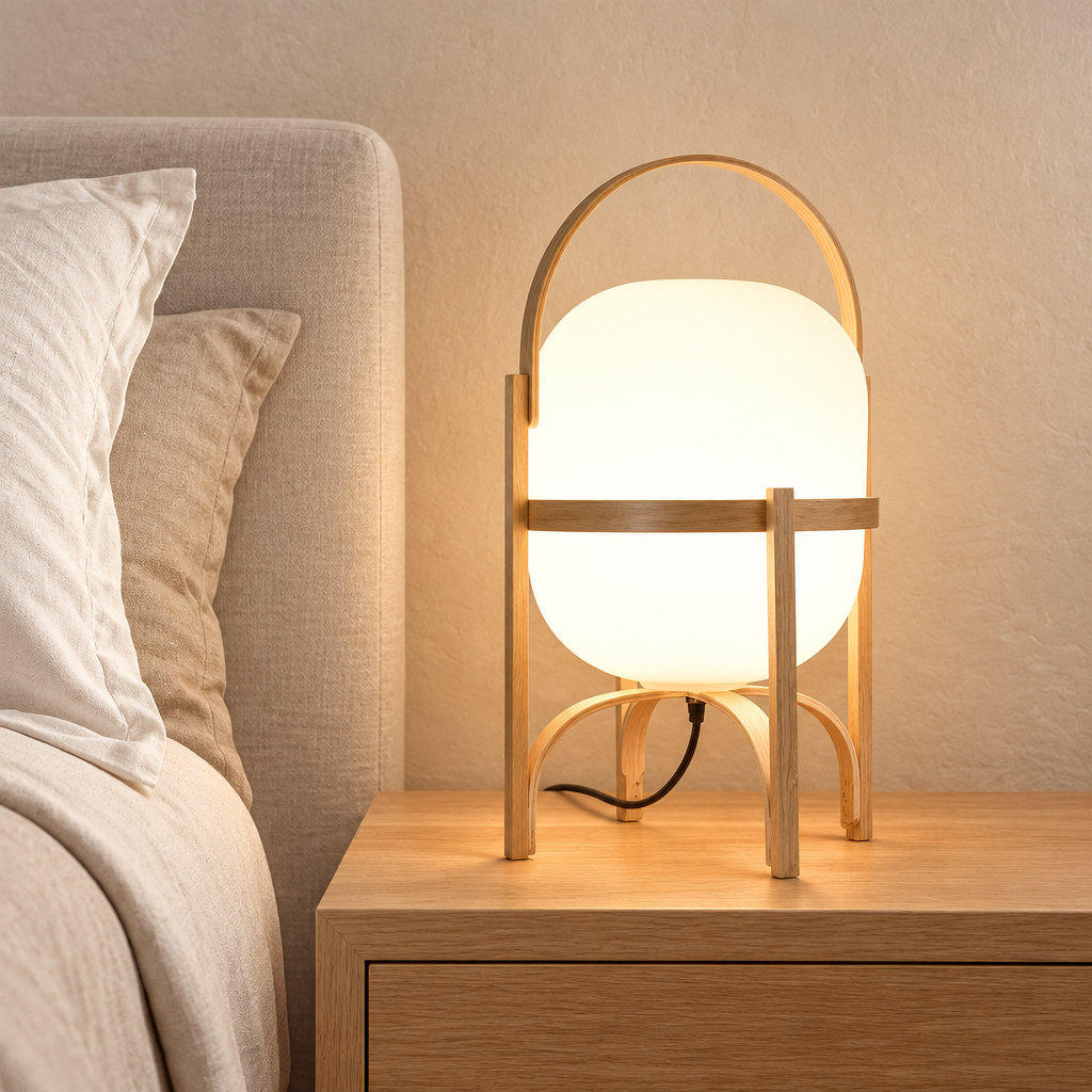 Wooden Globe Table Lamp | Frosted Glass Floor Lamp
