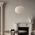 Danish style pendant light with a white silk shade in a 40cm diameter size