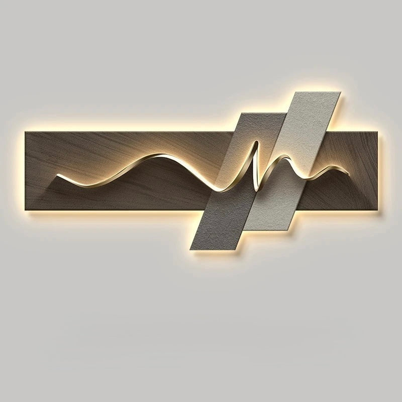 Decorative wall art with wavy design on a light gray background
