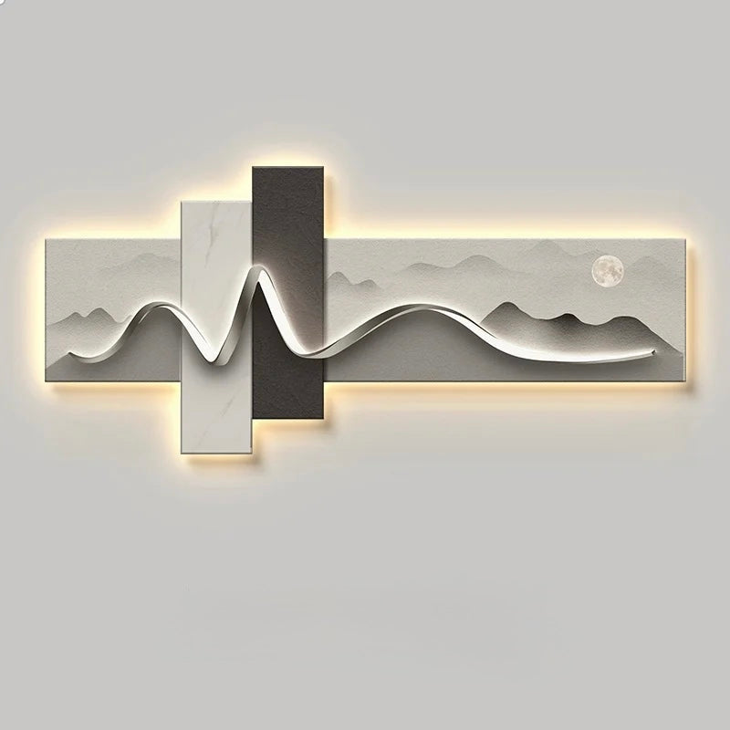 Modern wall art with abstract design on a light gray background