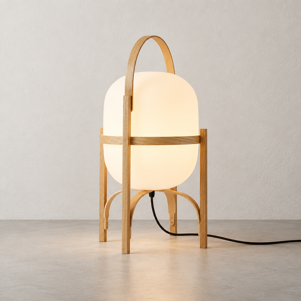 Wooden Globe Table Lamp | Frosted Glass Floor Lamp