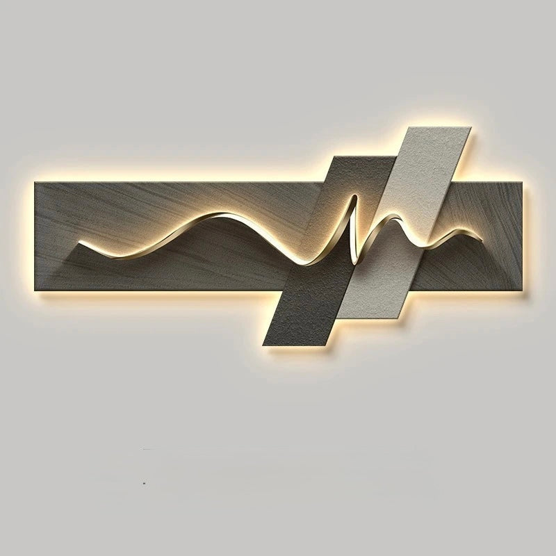Decorative wall art with wavy design on a light gray background