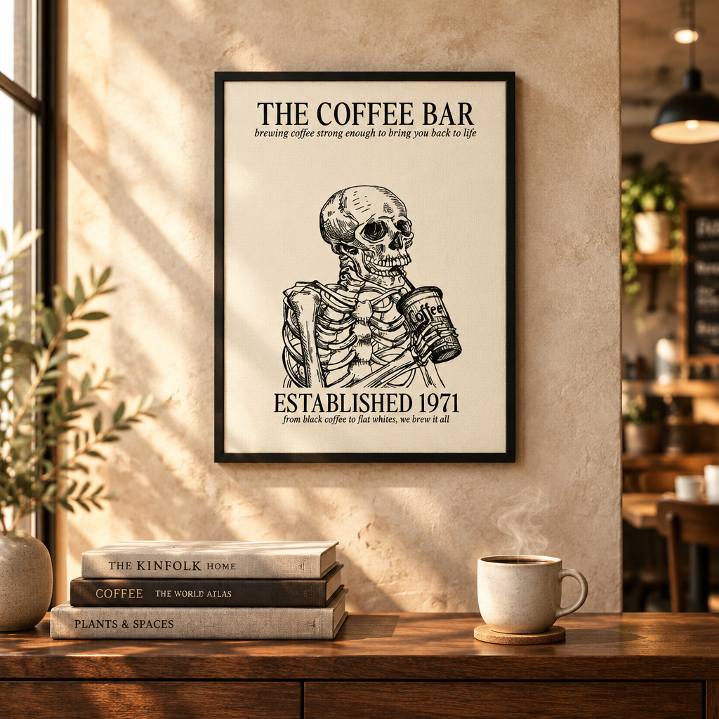 The Coffee Bar Est 1971: "The Coffee Bar, Established 1971" vintage-style poster