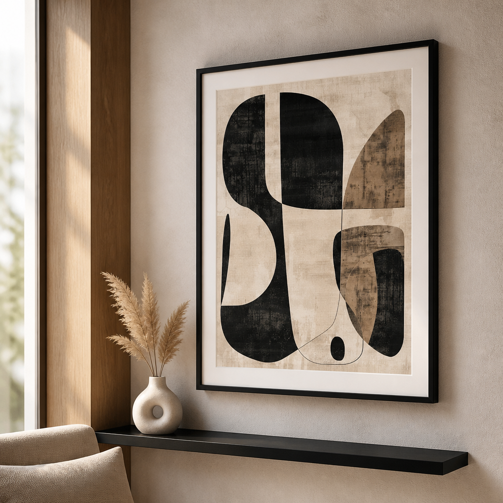 Lienzo abstracto neutro para pared | Láminas texturizadas modernas minimalistas
