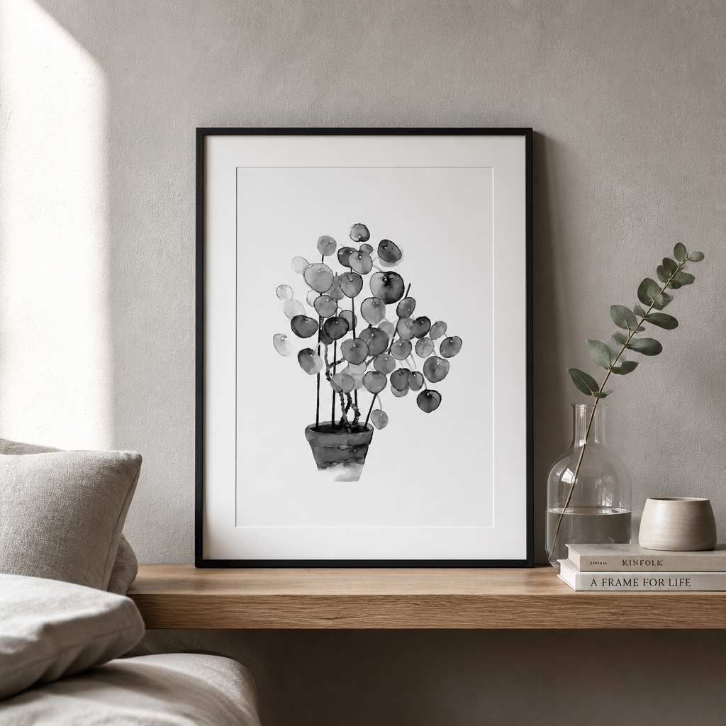 Minimalist Botanical Canvas Prints – Monochrome Wall Art (Unframed)