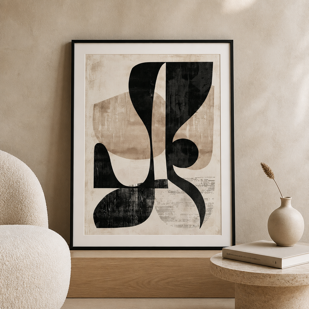 Lienzo abstracto neutro para pared | Láminas texturizadas modernas minimalistas