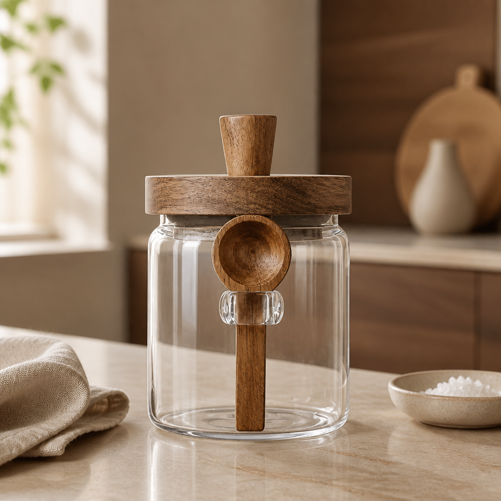 Vorratsgläser mit Holzdeckel & Löffel – 3er-Set