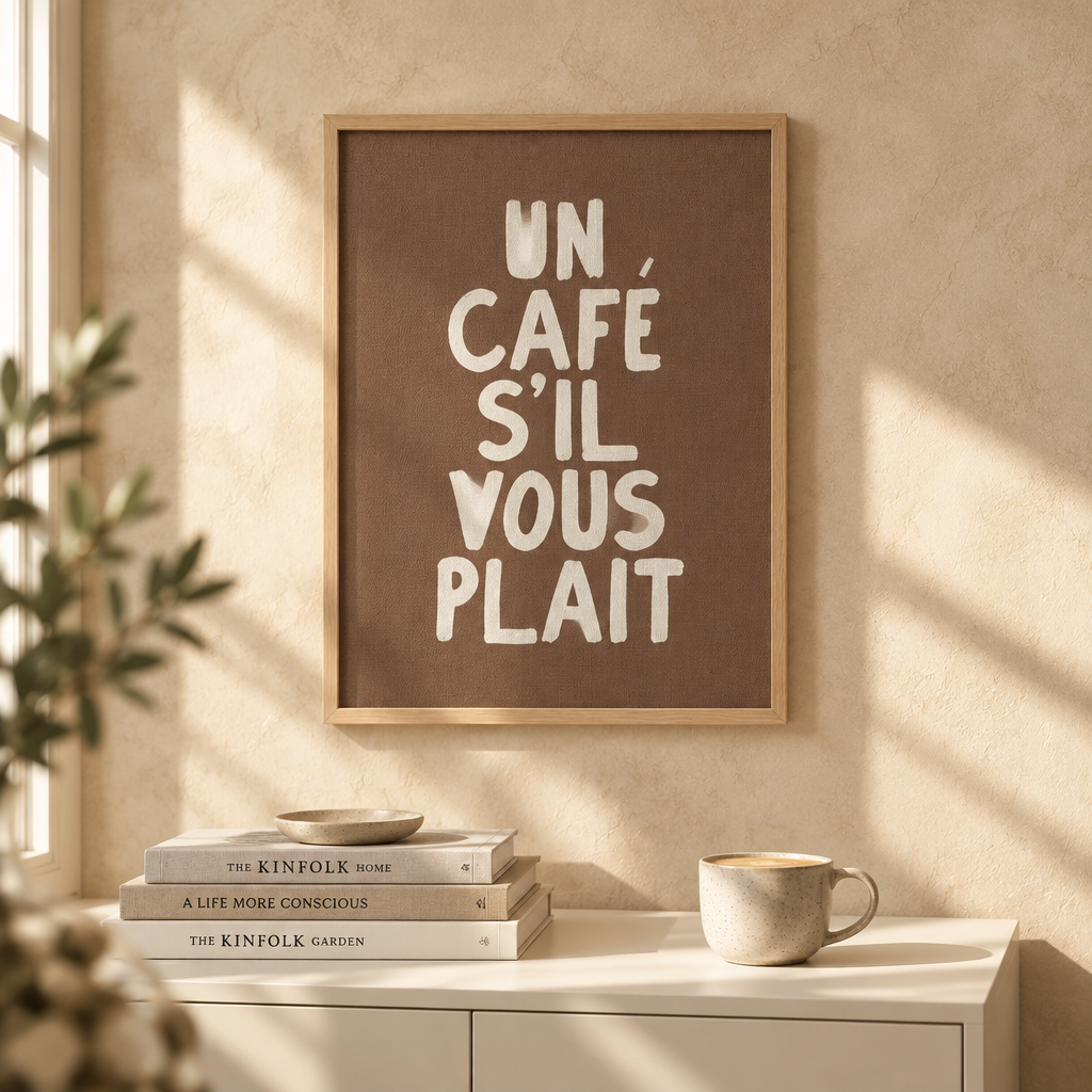 Un Café S'il Vous Plaît: "Un café, s'il vous plaît" French text print