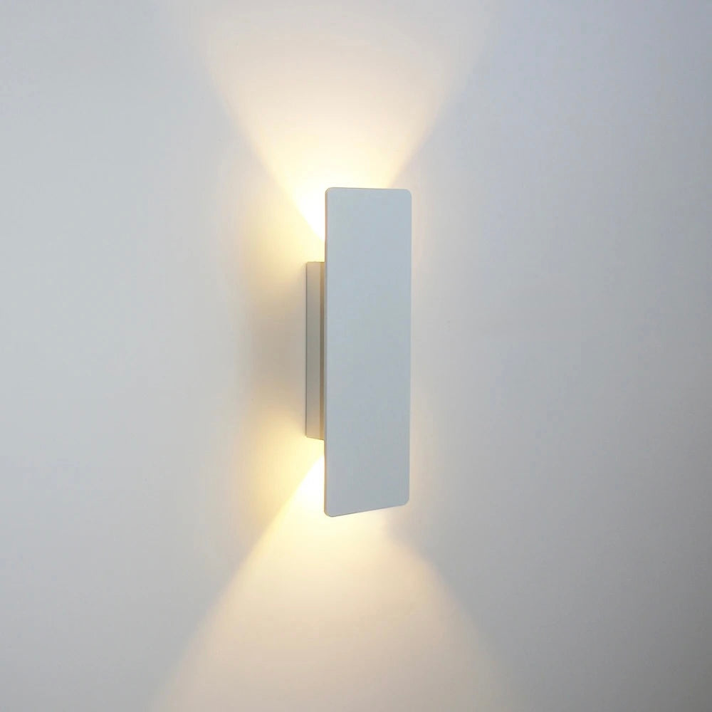 White 6W rectangular wall light with slim modern design and up-and-down glow