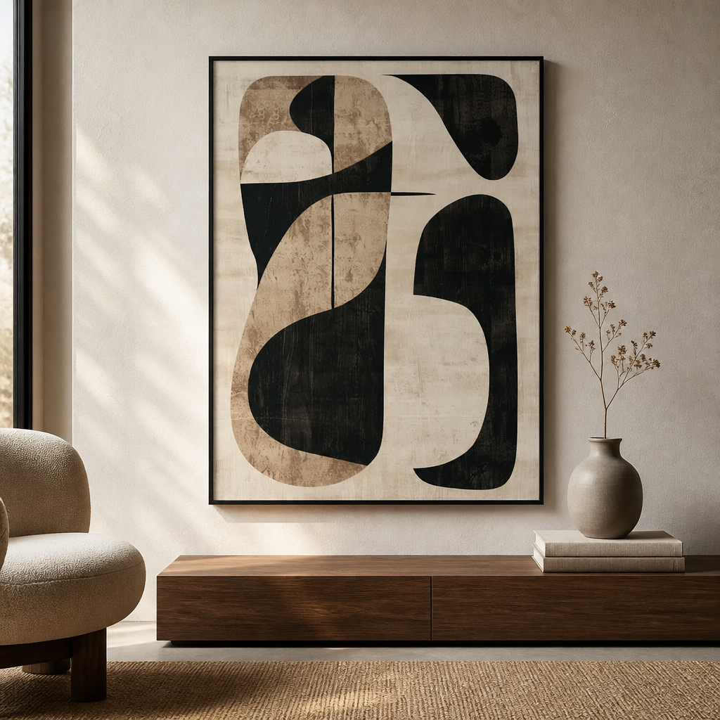 Lienzo abstracto neutro para pared | Láminas texturizadas modernas minimalistas