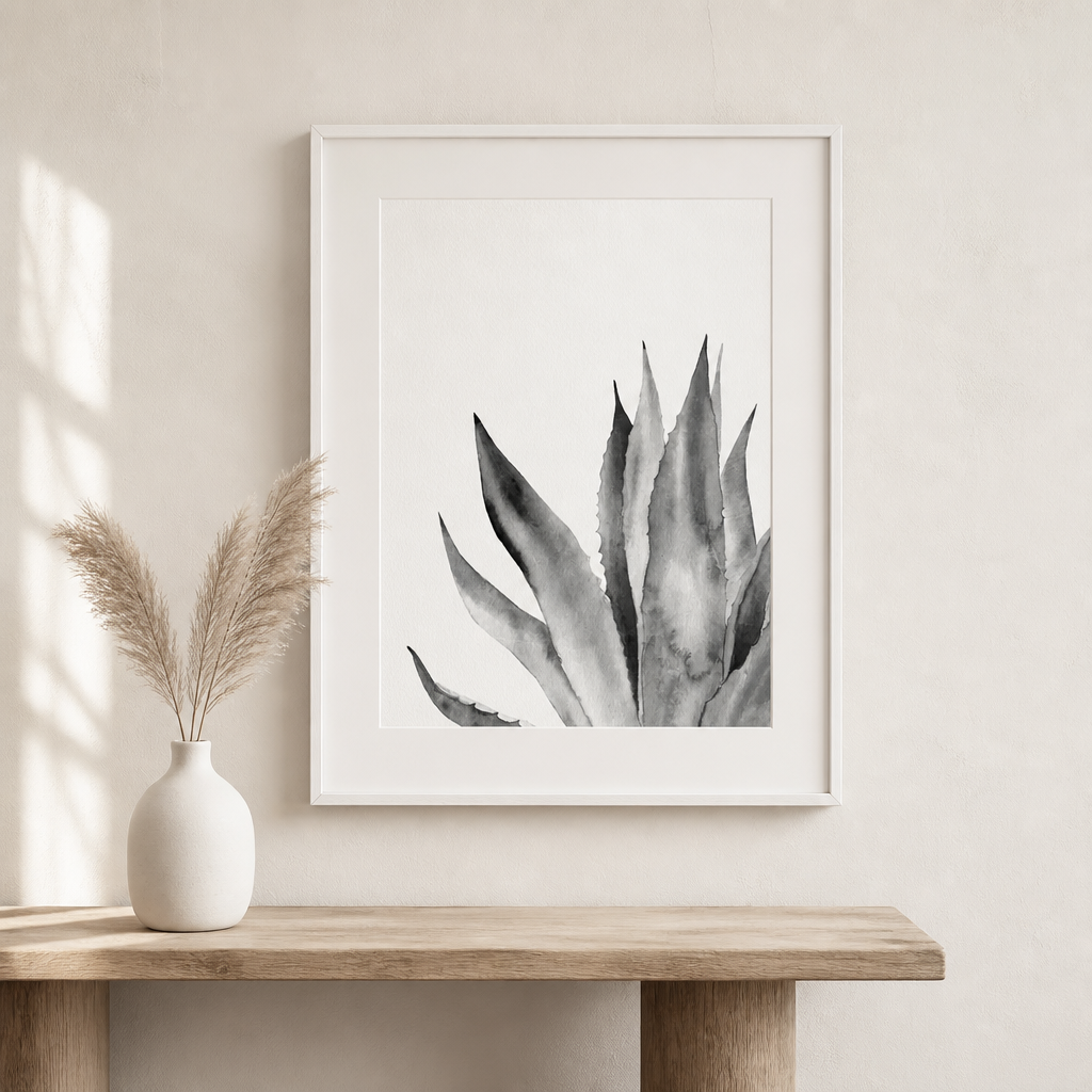 Minimalist Botanical Canvas Prints – Monochrome Wall Art (Unframed)