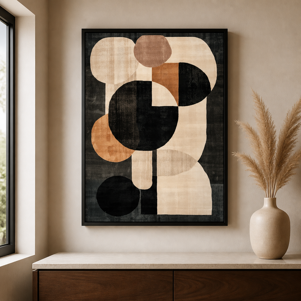 Lienzo abstracto neutro para pared | Láminas texturizadas modernas minimalistas