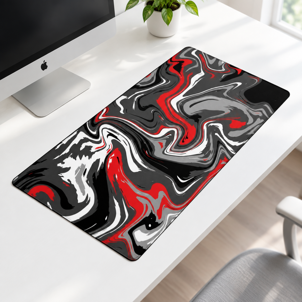 Red & Black Marble swatch: "Red, black, grey and white liquid marble mouse pad design"