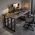 Dark grey 100cm computer desk with modern workspace layout and 24mm thick desktop