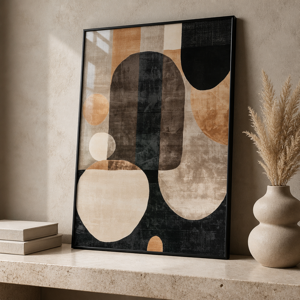 Lienzo abstracto neutro para pared | Láminas texturizadas modernas minimalistas