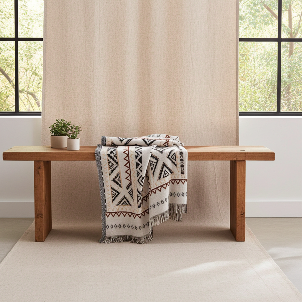 Retro Geometric Woven Sofa Throw & Multi-Purpose Bed Blanket