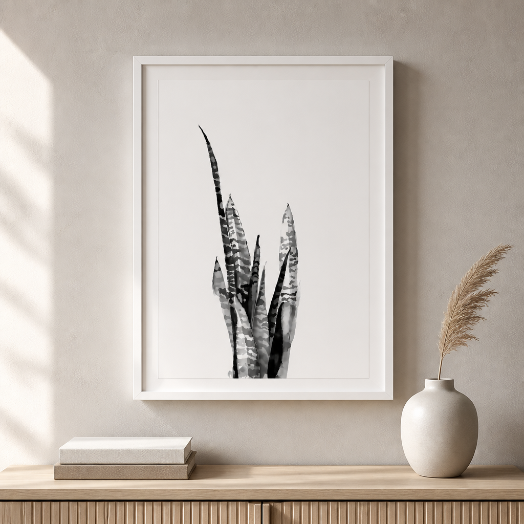 Minimalist Botanical Canvas Prints – Monochrome Wall Art (Unframed)