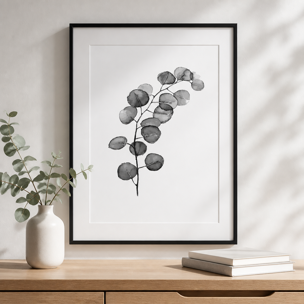 Minimalist Botanical Canvas Prints – Monochrome Wall Art (Unframed)