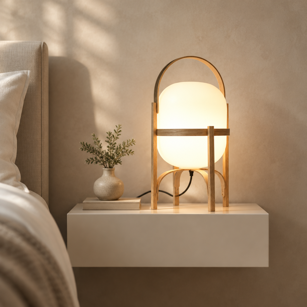 Wooden Globe Table Lamp | Frosted Glass Floor Lamp