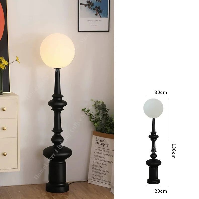 Modern Globe Floor Lamp with Frosted Glass Shade – Sculptural Statement Lighting