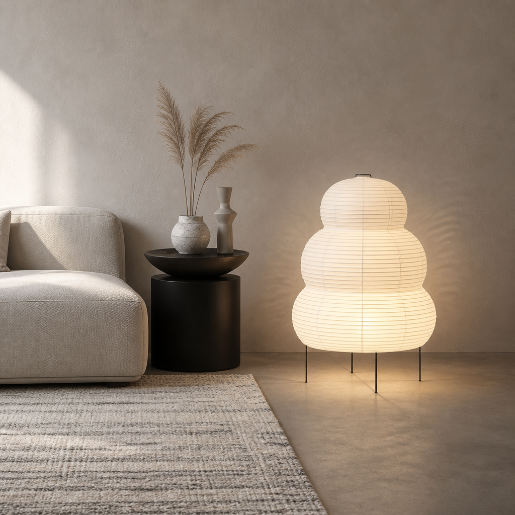 Japanese Rice Paper Table Lamp – Minimalist Ambient LED Lamp