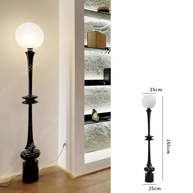 Modern Globe Floor Lamp with Frosted Glass Shade – Sculptural Statement Lighting