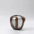 Small, rounded glass vase with smoky and brown wave pattern – 18.6cm