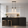 Black linear LED pendant light, 100cm, with two crossing light bars
