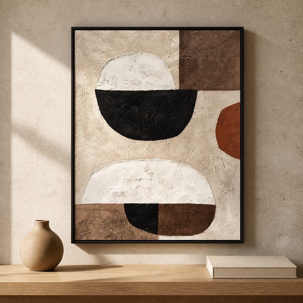 Lienzo abstracto neutro para pared | Láminas texturizadas modernas minimalistas
