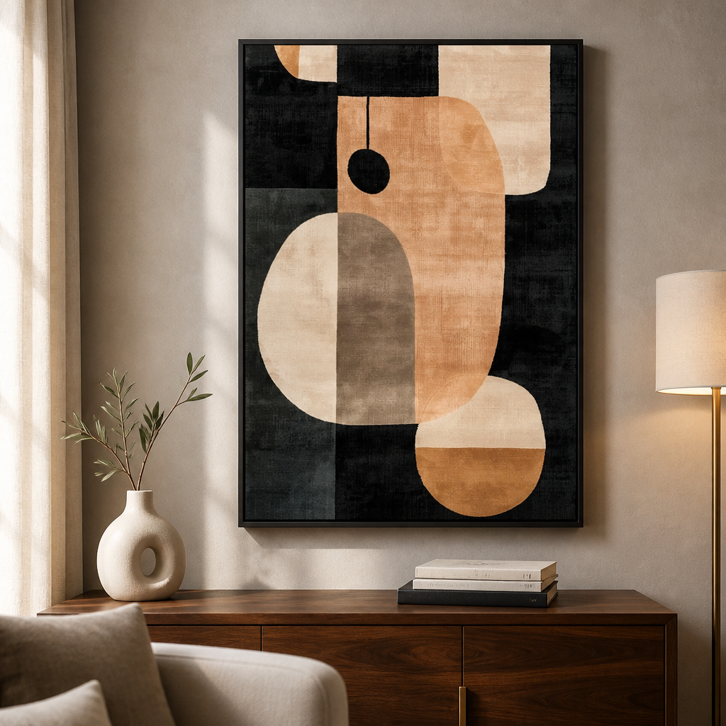 Lienzo abstracto neutro para pared | Láminas texturizadas modernas minimalistas