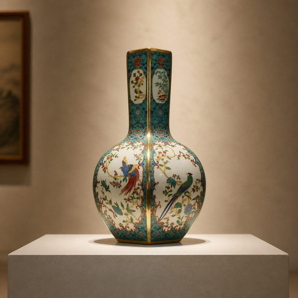 Retro Chinese Ceramic Printed Vase | Oriental Floral Home Décor