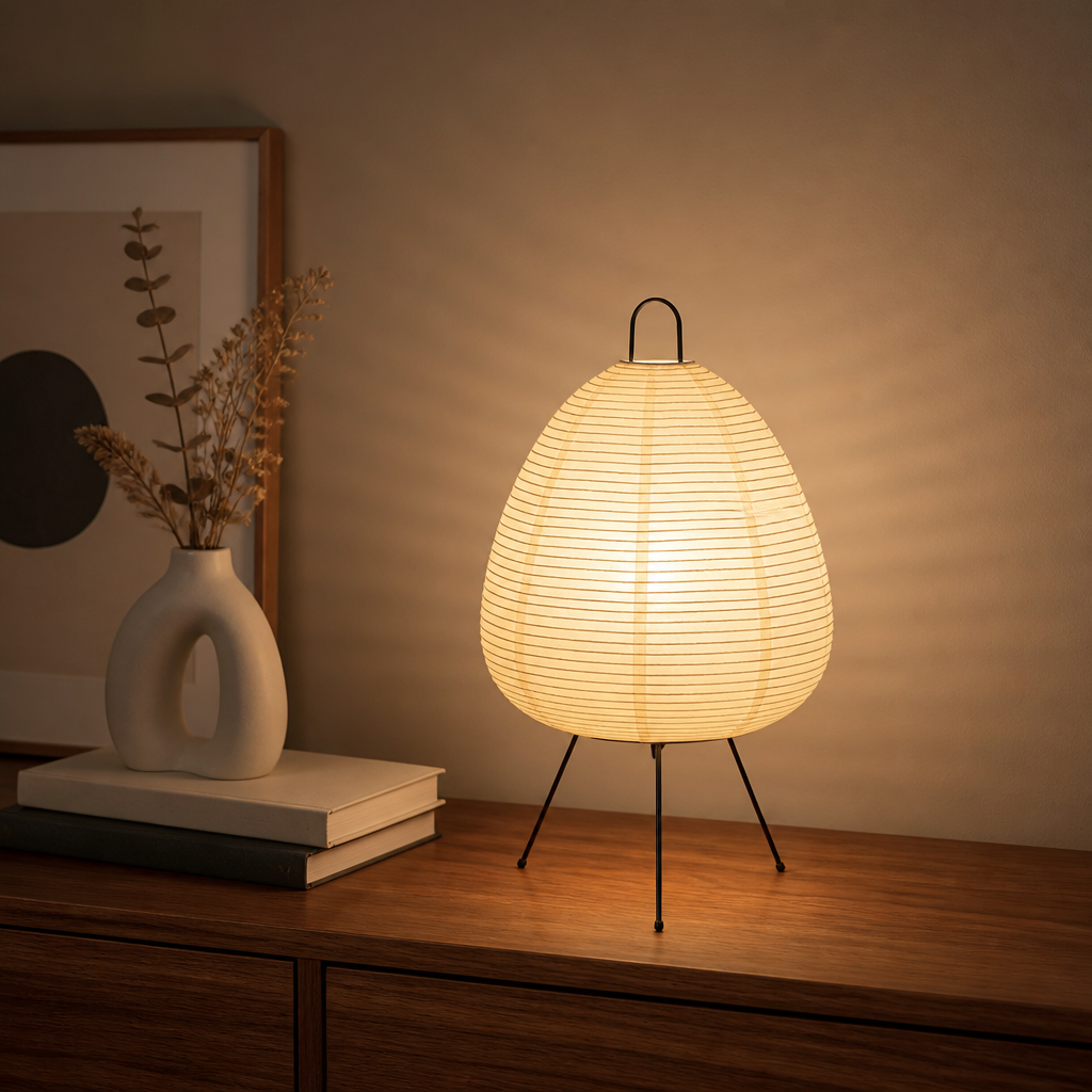 Japanese Rice Paper Table Lamp | Minimalist Ambient LED Lighting