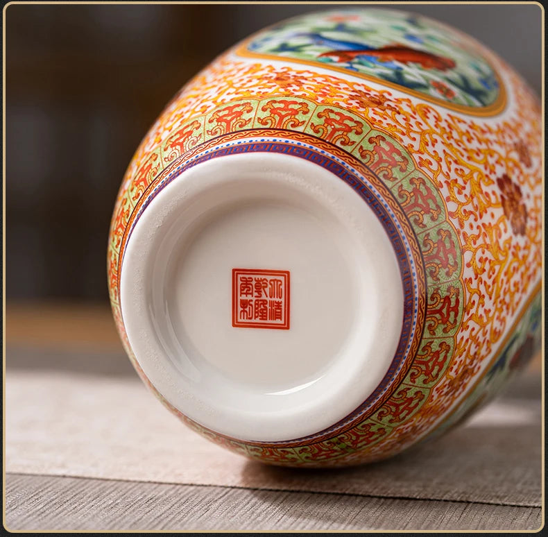 Traditional Chinese porcelain vase base with koi fish motifs