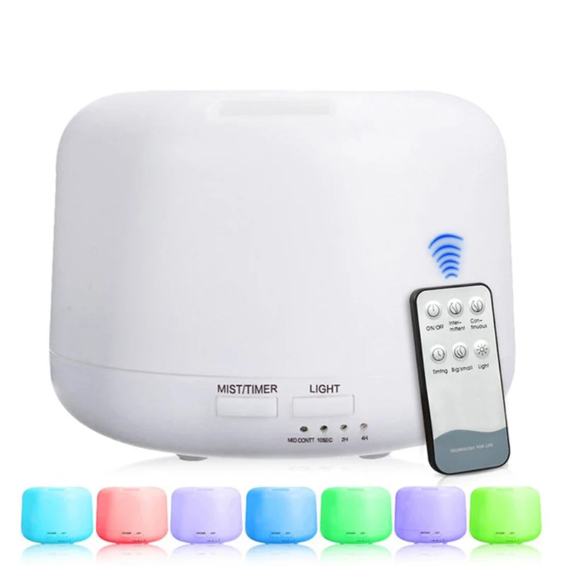 300ml minimalist white essential oil diffuser with remote control and 7-colour LED light options.