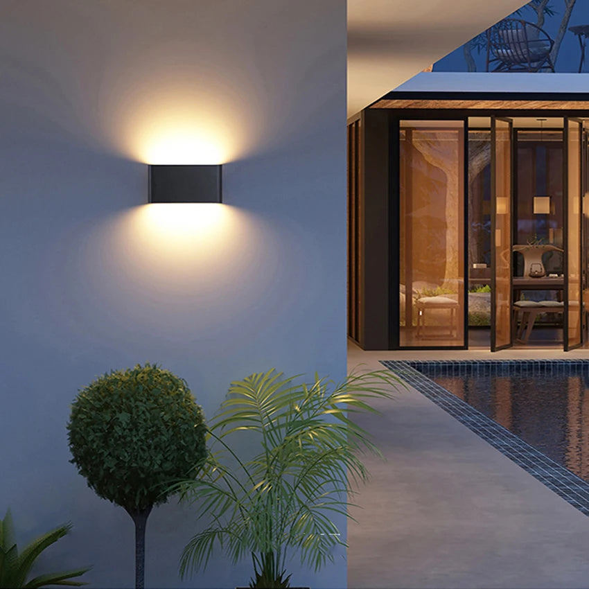 Black 12W LED wall light with warm white up-down